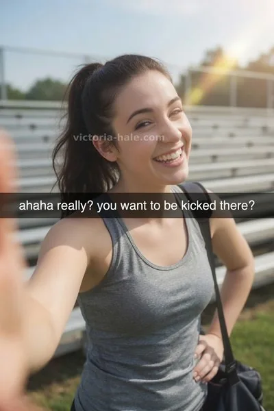 Ballbusting Caption #111: brunette bleachers selfie snap - Victoria Hale