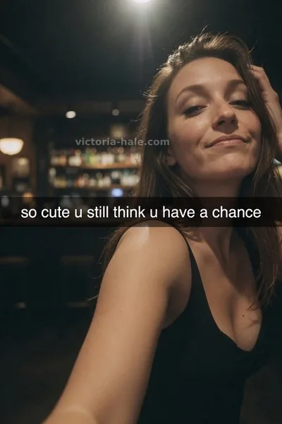 Denial Caption #081: brunette bar selfie snap - Victoria Hale