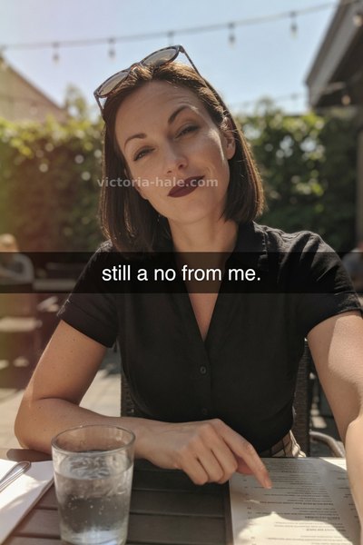 Denial Caption #039: auto selfie snap - Victoria Hale