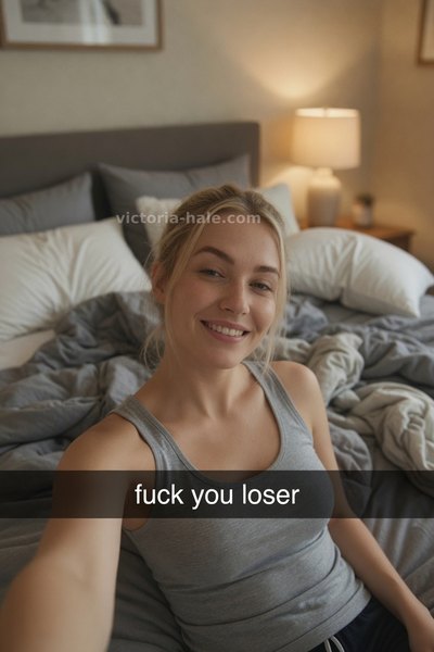 Findom Caption #005: blonde bratty selfie snap - Victoria Hale