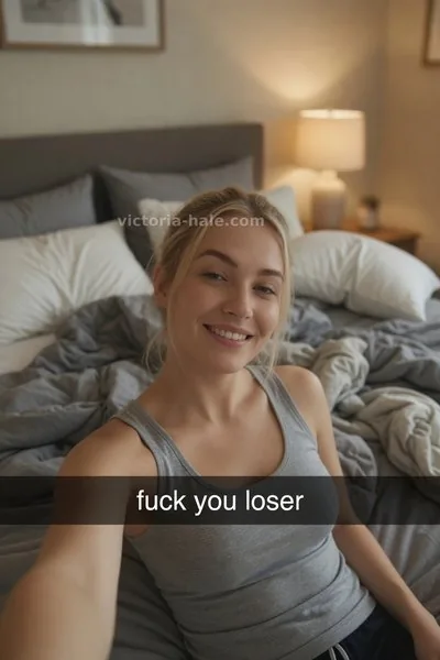 Findom Caption #050: blonde bratty selfie snap - Victoria Hale