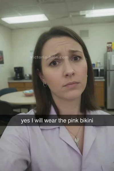 Pegging Caption #014: brunette receptionist selfie snap - Victoria Hale